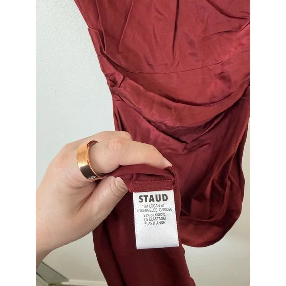 Staud Marcel Silk Dress – Sangria – Size 0 – NWT - Picture 7 of 8
